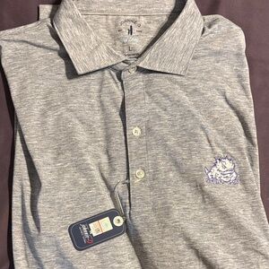 johnnie-O Heather Gray Men's Polo with Embroidered Mascot